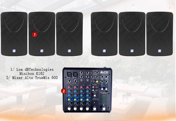 Dàn loa dBTechnologies Minibox K162 cho quán cafe Dàn loa dBTechnologies Minibox K162 cho quán cafe